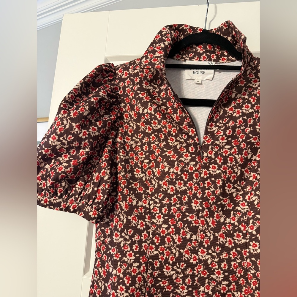 HYACINTH HOUSE
Brown & Red Floral Corduroy Front Zip Mini Dress - Picture 5 of 6